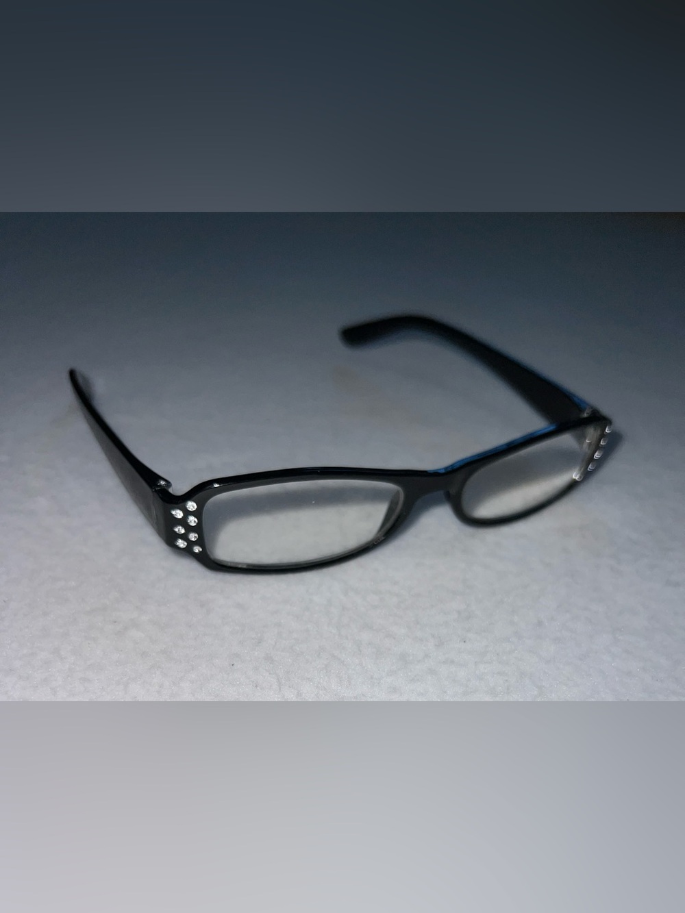 Black Women's Reading Glasses with Crystal Temple Accents
